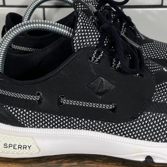 Sperry 7 Seas 3 Eye Womens Size 8.5 Shoes Black White Lightweight Sport Sneakers - Picture 5 of 15